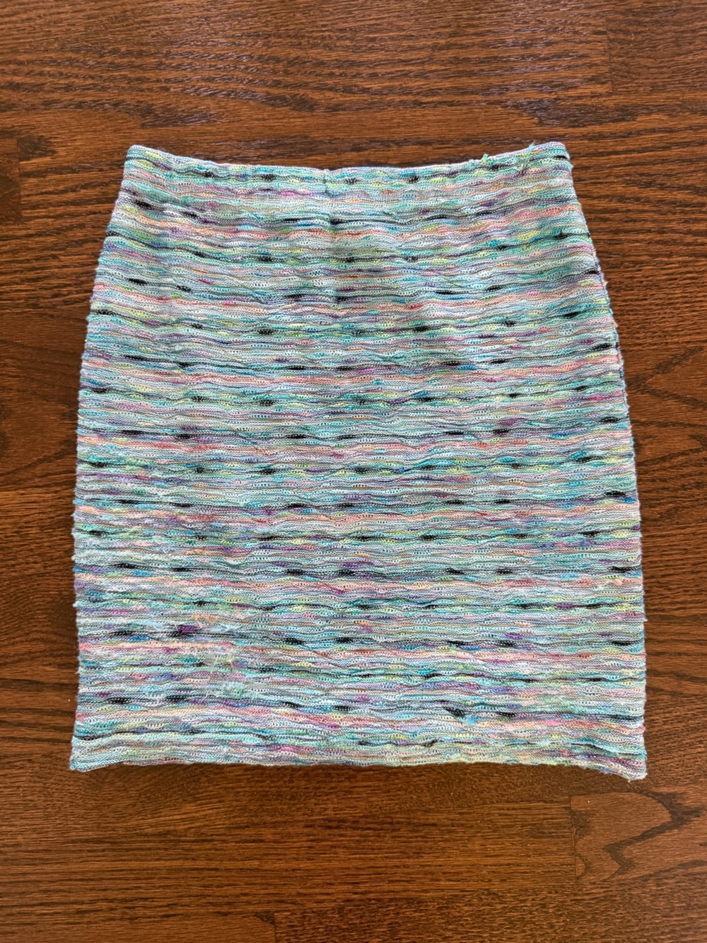 Pastel Multicolor Knit Mini Skirt - Light Blue Blend